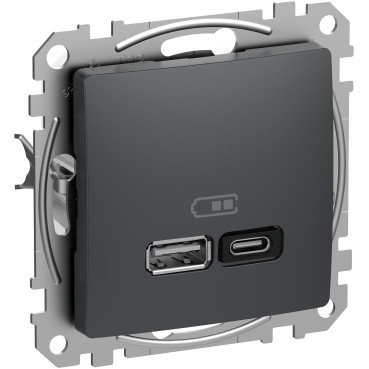 USB розетка A+C 3A 45Вт Черная Sedna Design SDD114404 фото
